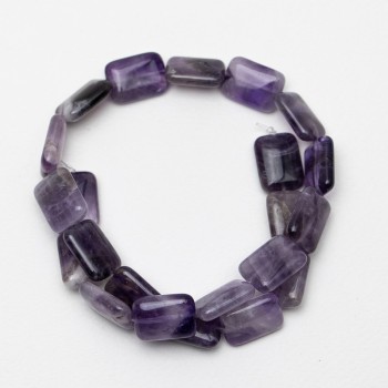 Amethyst Beads natural stone, rectangle, diameter 13x18x6mm, length 40cm on fishing line
