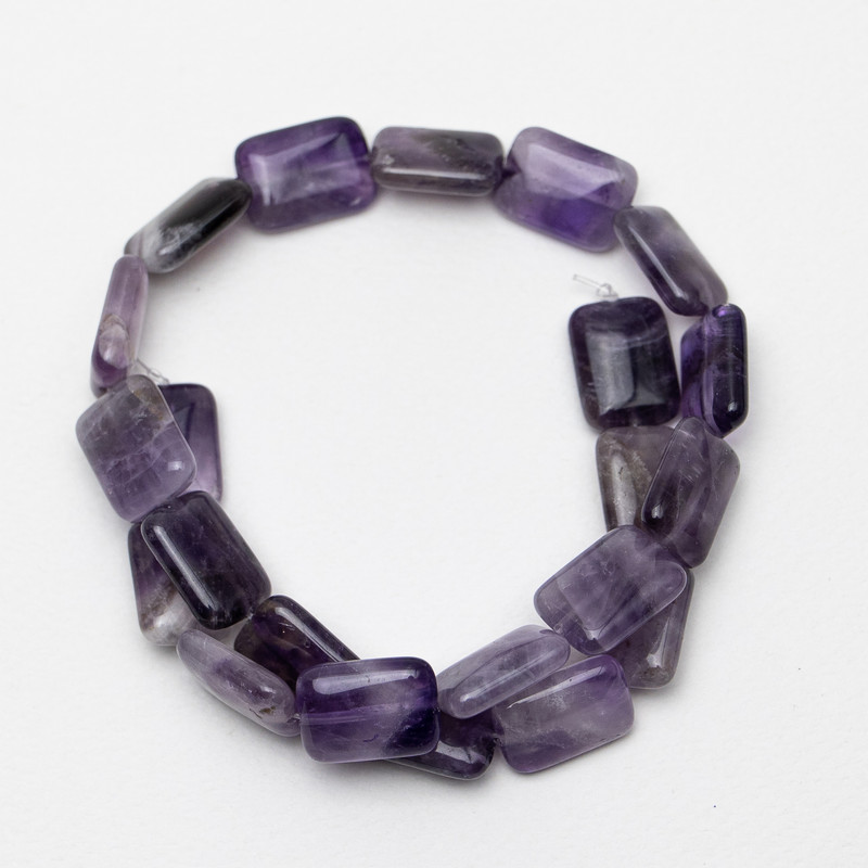 Amethyst Beads natural stone, rectangle, diameter 13x18x6mm, length 40cm on fishing line