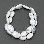 Cacholong Beads natural stone, oval, diameter 13x18x6mm, length 40cm on fishing line