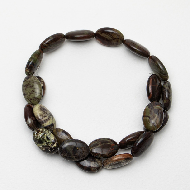 Picasso Jasper Beads, natural stone, oval, diameter 13x18x6mm, 40cm strand