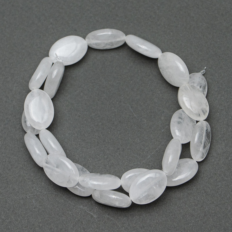 Rock Crystal Beads, natural stone, oval, diameter 13x18x6mm, 40cm strand