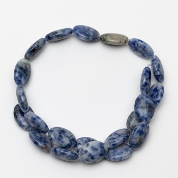 Sodalite Beads, natural stone, oval, diameter 13x18x6mm, 40cm strand