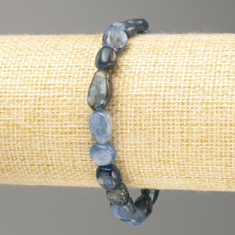 Bracelet Chrysocolla natural gemstone faceted, diameter 10x12mm+-, length 18cm (stretch)