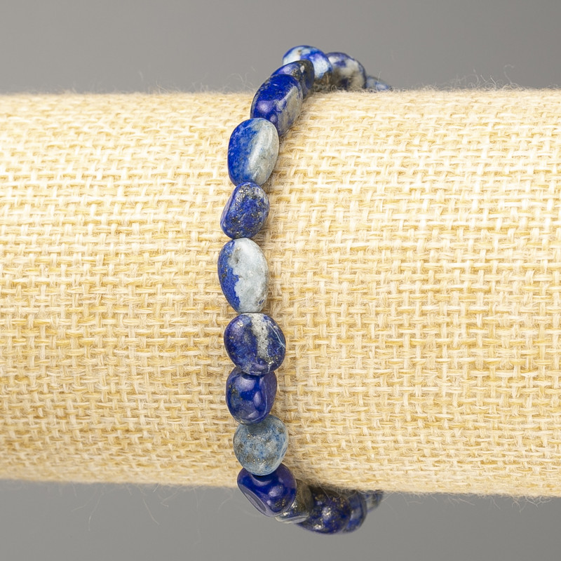 Lapis Lazuli Bracelet, natural gemstone faceted beads, 7×8mm, stretchy, length 18cm