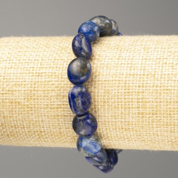 Bracelet Lapis Lazuli natural gemstone faceted, diameter 10×12mm +-, length 18cm (stretch)