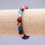 Agate Multicolour Bracelet with Faceted Beads, 8 mm (±) diameter, 18 cm (stretch)