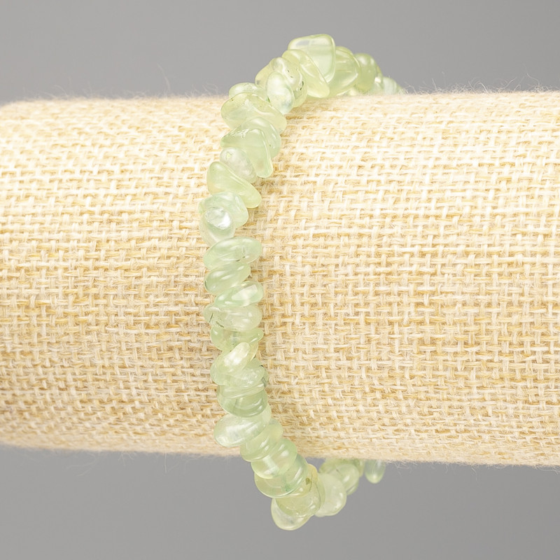 Bracelet Prehnite natural stone, faceted, diameter 9×3 (±) mm, length 18 cm (stretch)