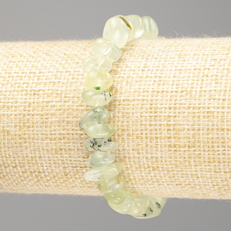 Bracelet Prénite natural stone, tumbled, diameter 11x5(±)mm, length 18cm (stretch)