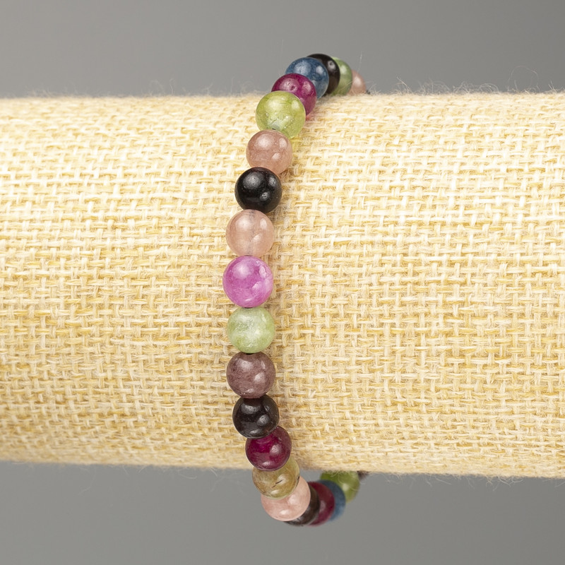 Bracelet of Gemstones - smooth bead, diameter 6±mm, length 18cm (stretch)