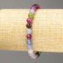Bracelet Assorted natural stones, faceted bead, diameter 6(±)mm, length 18cm (stretch)