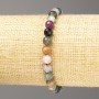 Bracelet Assorted natural stones, faceted bead, diameter 6(±)mm, length 18cm (stretch)