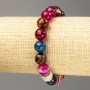 Bracelet Agate Multicolour Natural Stone, Faceted Bead, 10mm +/- diameter, 18cm (stretch)