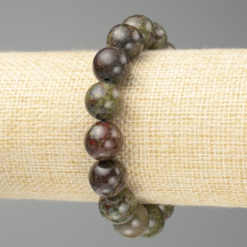 Jasper Bracelet 'Dragon's Blood' natural stone smooth ball, diameter 12.5 (±) mm, length 18 cm (stretch)