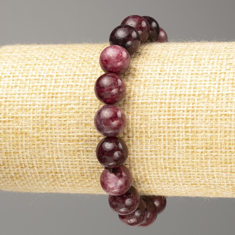 Tourmaline Bead Bracelet, smooth round beads 10mm diameter, 18cm length (stretch)