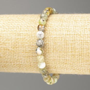 Bracelet Green Opal natural stone smooth sphere, diameter 7mm+-, length 18cm (stretch)