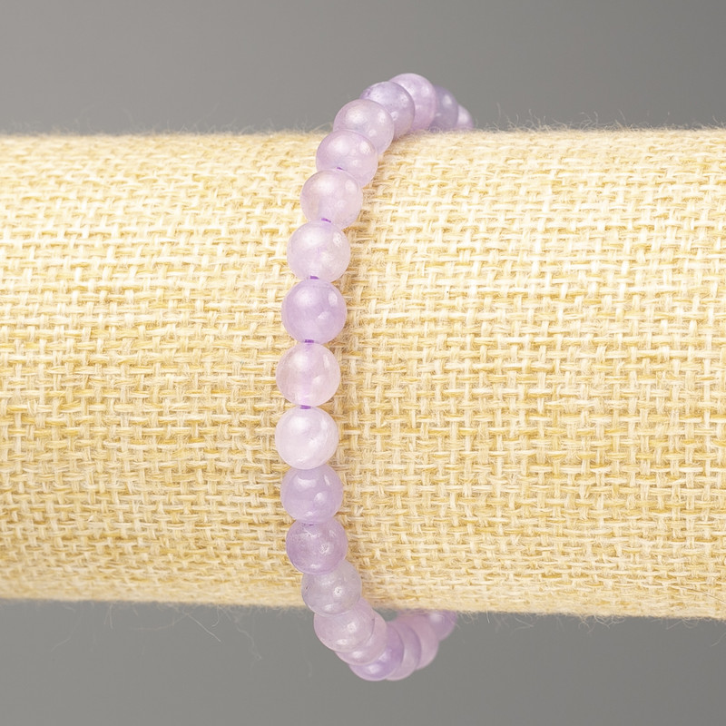 Bracelet Amethyst (solid Coloured Quartz) smooth beads, 6mm diameter ±, length 18cm (stretch)