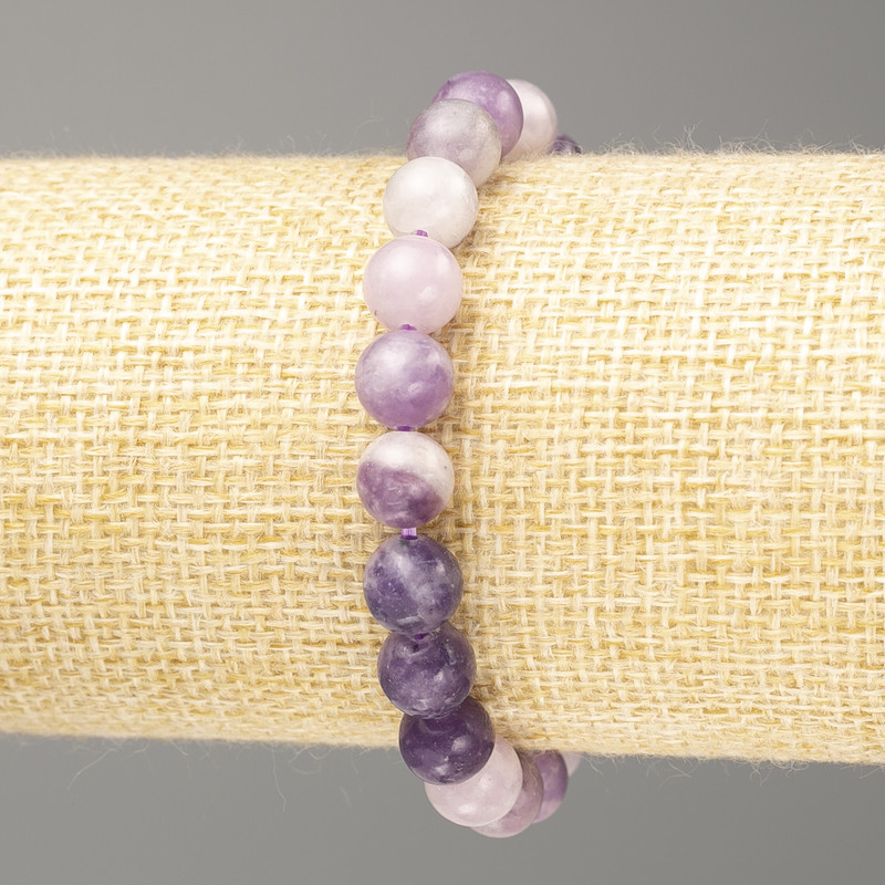 Bracelet Lepidolite (artificial acrylic) smooth bead, diameter 8mm±, length 18cm (stretch)