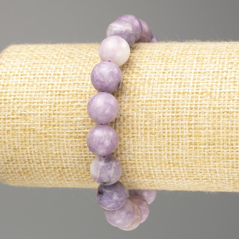 Bracelet Lepidolite (artificial acrylic) smooth bead, diameter 10.5mm ±, length 18cm (stretch)