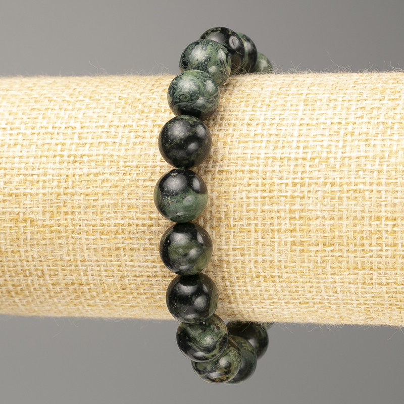 Ocean Jasper Bracelet with Smooth Round Beads, 10.5mm diameter, 18cm length (stretch)