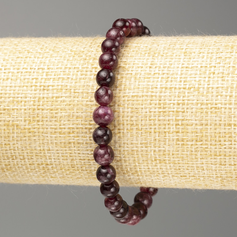Bracelet Rubinized Turmaline smooth bead-6.5mm+, length 18cm (stretch)