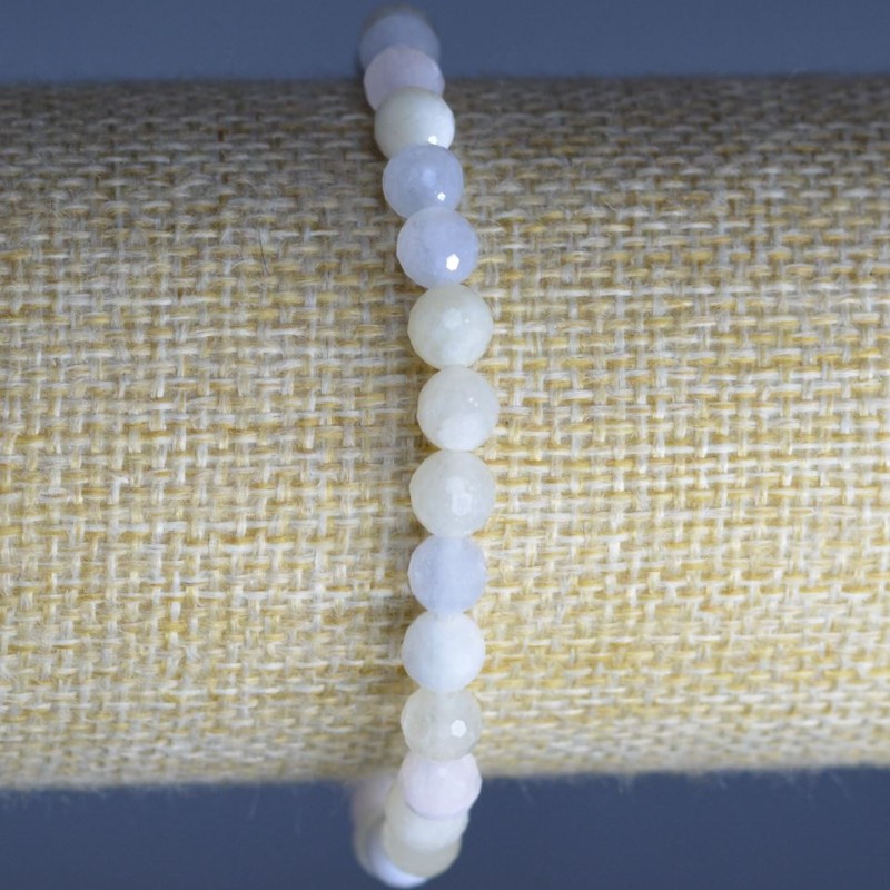 Morganite Natural Stone Bracelet Faceted Bead, Diameter 6mm+-, Length 18cm (Stretch)