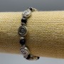 Matte Shungite (Artificial) Bracelet, Smooth Bead, Diameter 6mm+/-, Length 18cm (Stretch) with Silver-Tone Inserts, Diameter 11x4mm