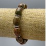 Heliotrope Jasper Bracelet, natural stone, diameter 10x14mm +/-, length 18cm (stretch), barrel, with silver-tone inserts