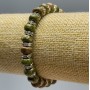 Heliotrope Jasper Bracelet, natural stone smooth rondelle, diameter 8x5mm +/-, length 18cm (stretch) with white rhinestones