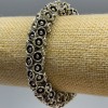 Women's Bracelet with Flowers, 12 mm+- beads, length 18 cm (stretch) silver metal
