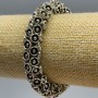 Women's Bracelet with Flowers, 12 mm+- beads, length 18 cm (stretch) silver metal