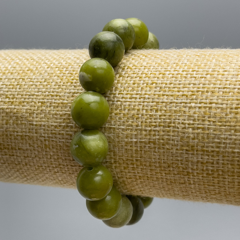 Jadeite Bracelet (imitation acrylic), smooth bead, diameter 12mm+/-, length 18cm (stretch)