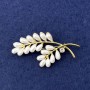 Brooch - Branch with White Pearls, Crystal, Gold Metal, diameter 57x28mm