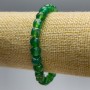 Chrysoprase Bracelet, Natural Stone, Faceted Cube, Diameter 7mm+/-, Length 18cm (Stretch)