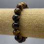 Tiger's Eye Bracelet, Natural Stone Smooth Round Beads, Diameter 12mm+-, Length 18cm (Stretch)