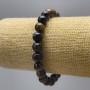 Tiger's Eye and Hawk's Eye Bracelet, Natural Stone Smooth Round Beads, Diameter 8mm+-, Length 18cm (Stretch)