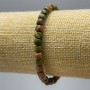 Jasper Heliotrope Unakite Bracelet, Natural Stone Faceted Cube, Diameter 5mm+-, Length 18cm (Stretch)