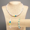 Ukraine Set: Howlite Stone Cylinder Beads and Polymer Clay, 46cm+, 18cm (stretch) length