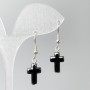 Hematite Cross Earrings, 10×15mm diameter, length 35mm