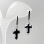 Earrings Hematite Cross, 10x16mm diameter, approx. 33mm length