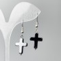 Hematite Cross Earrings, 14×19mm diam, 39mm length