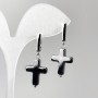 Earrings Hematite Cross, diameter 14×19mm±, length 36mm