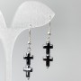 Earrings Hematite Cross, diameter 8.5×23mm+-, length 44mm