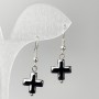 Earrings Hematite Cross, diameter 12mm±, length 38mm