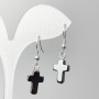 Earrings Hematite Cross, diameter 10×14, 5mm±, length 36mm