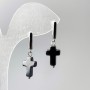 Hematite Cross Earrings, 10×16mm dia., length 33mm