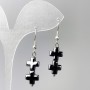 Hematite Cross Earrings, diameter 10x21mm+-, length 43mm
