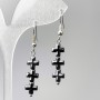 Earrings Hematite Crosses, diameter 8×26mm±, length 45mm