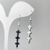 Hematite Crosses Earrings, diameter 6.5×26mm, length 47mm