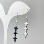 Hematite Crosses Earrings, diameter 6.5×26mm, length 47mm