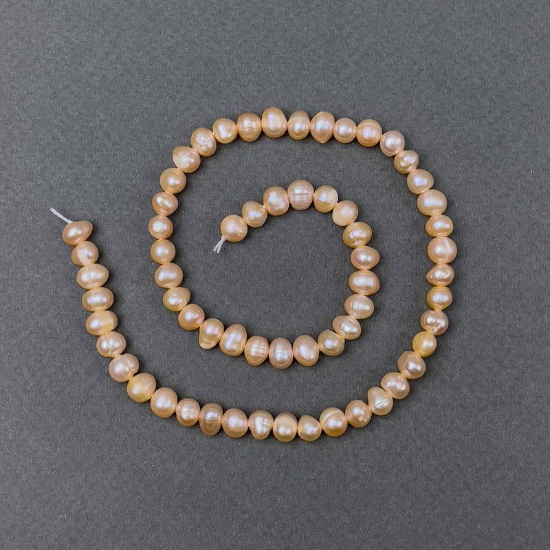 Peach Freshwater Pearls on Thread d 6-7mm+-, length 34cm+-